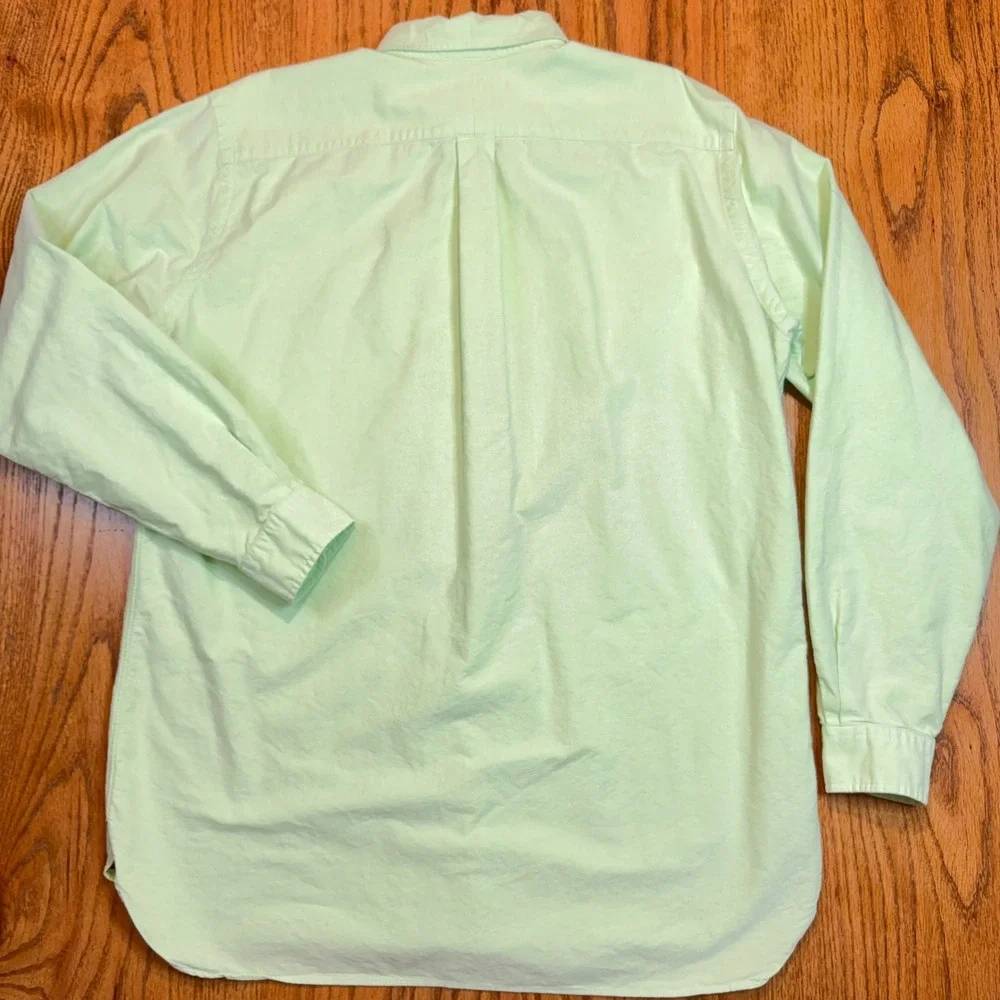 Polo Ralph Lauren Oxford Shirt Mens Large Tall Green Classic Fit Flesh Pony